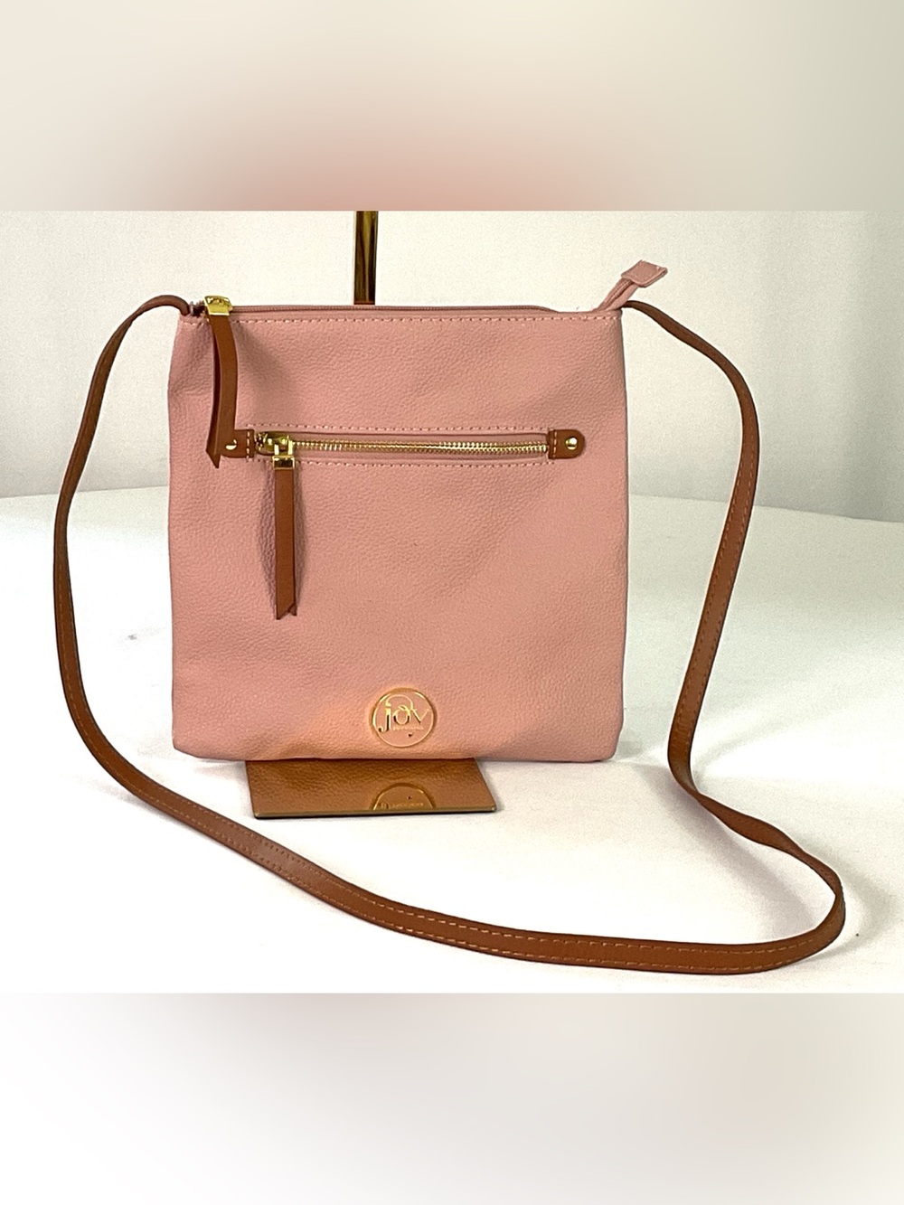 Joy Mangano-mauvey pink pebble leather Crossbody bag-(like new)
